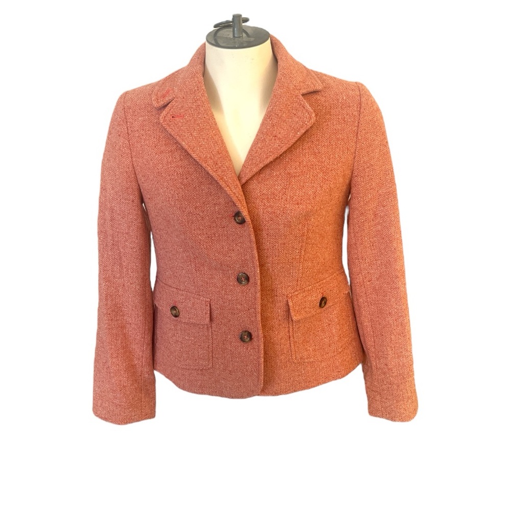 LL BEAN WOMENS BLAZER size small silk wool polyester coral/pink‎